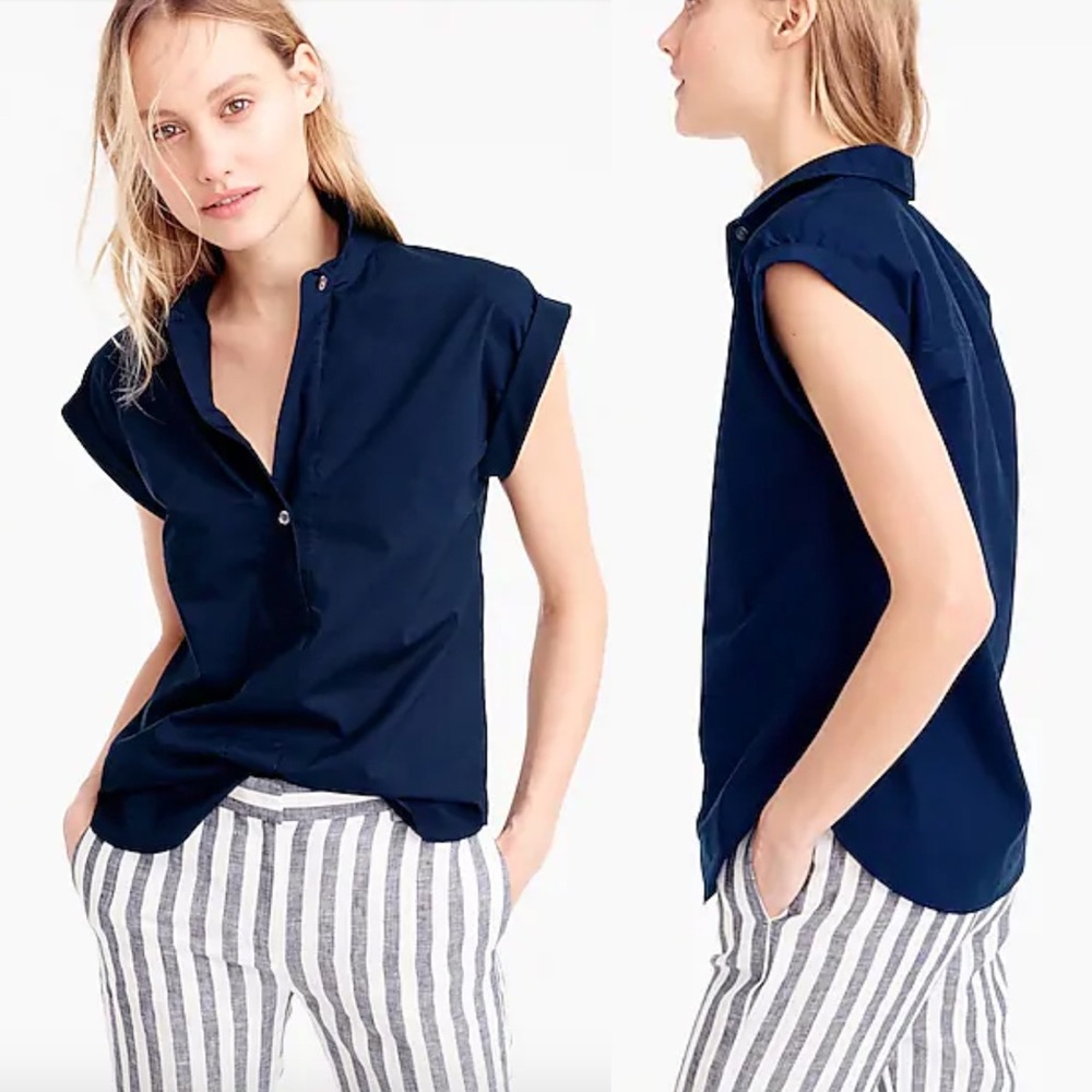 J.Crew poplin pop over shirt in navy